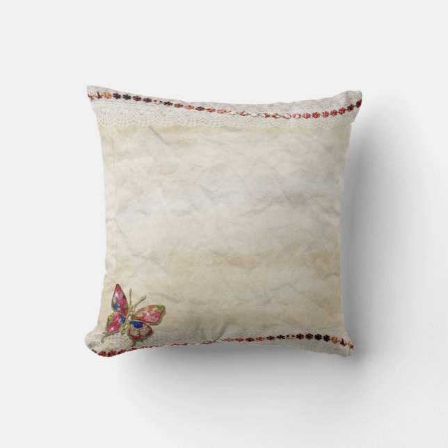 Butterfly vintage decor throw pillow (Front)