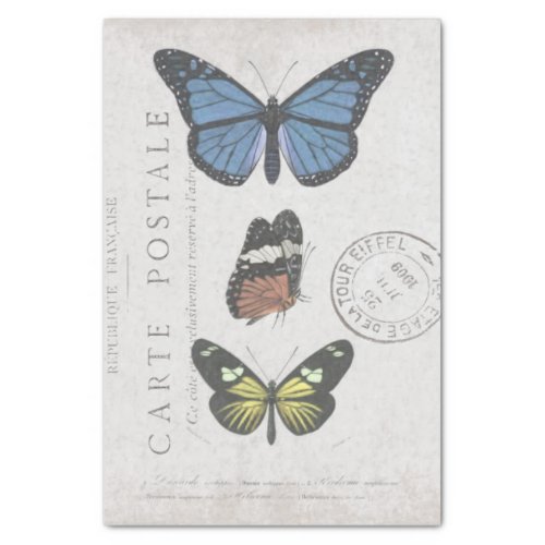 Butterfly Vintage French Carte Postale Decoupage T Tissue Paper