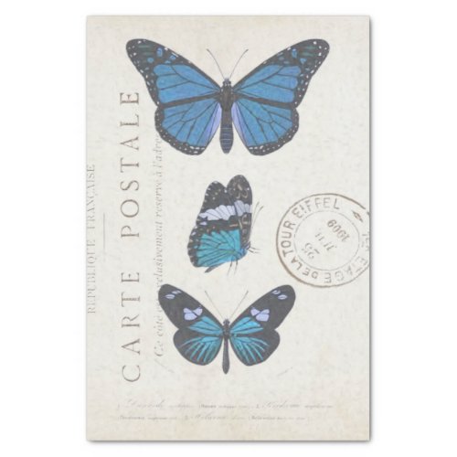 Butterfly Vintage French Carte Postale Decoupage   Tissue Paper