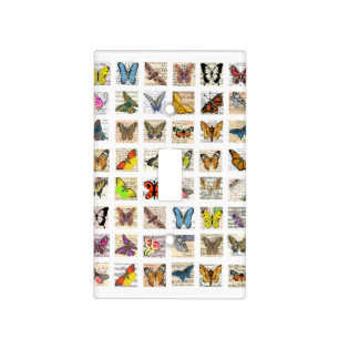 butterfly vintage postcard ephemera collage sheet  light switch cover