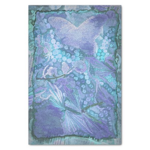 Butterfly Vintage Purple Teal Blue Romantic Tissue Paper