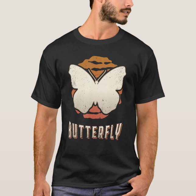 Butterfly Vintage Retro Classic Animal Sunset T-Shirt (Front)