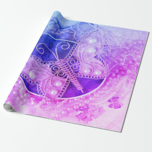 Butterfly Vintage Romantic Purple Pink Decoupage Wrapping Paper