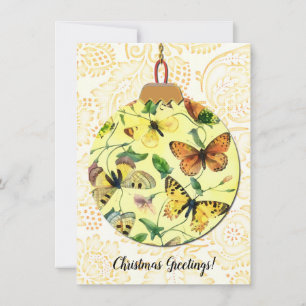 Butterfly Vintage Style Christmas Ornament Card