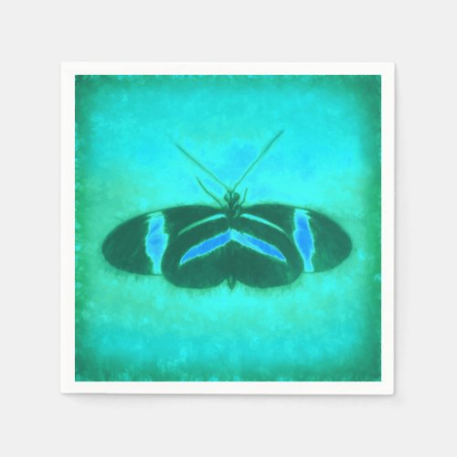Butterfly Vintage Watercolor Teal Green Pop Art Napkins