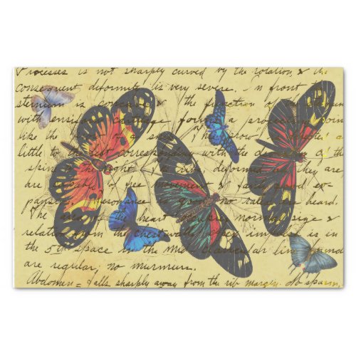 Butterfly Vintage Writing Decoupage Tissue Paper