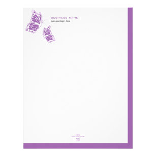 Purple Butterfly Letterhead | Zazzle