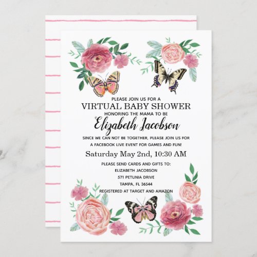 Butterfly Virtual Baby Shower Invitation