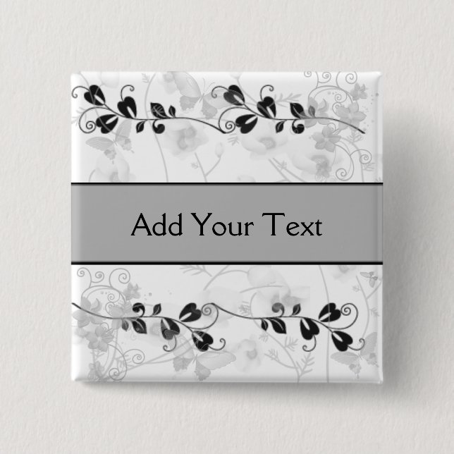 Butterfly Visions in Black and Grey Button (Front)