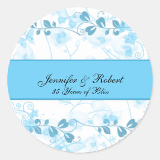 Butterfly Visions in Blue Anniversary Classic Round Sticker