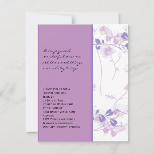 Butterfly Visions in Lilac Baby Shower Invitation