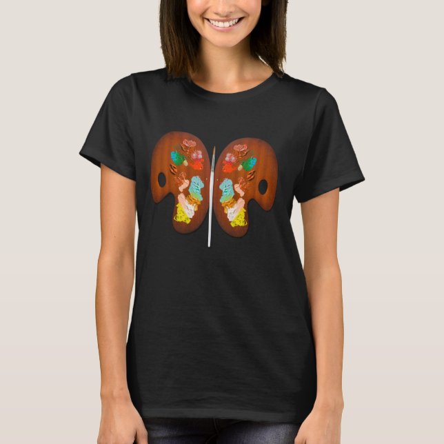 Butterfly. Visual Art. Artist Palette. Funny Desig T-Shirt (Front)