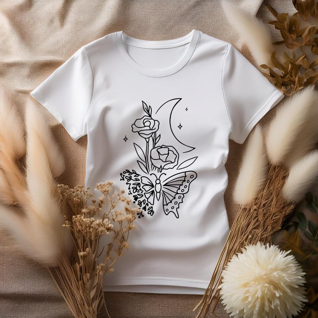 Butterfly Waning Crescent Moon T-Shirt (Creator Uploaded)