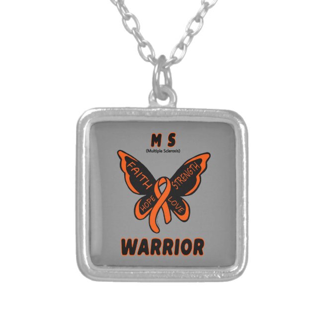 Butterfly/Warrior...MS Silver Plated Necklace (Front)