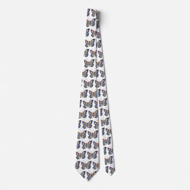 Butterfly watercolor  art neck tie (Front)