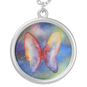 Butterfly Watercolor Art Necklace