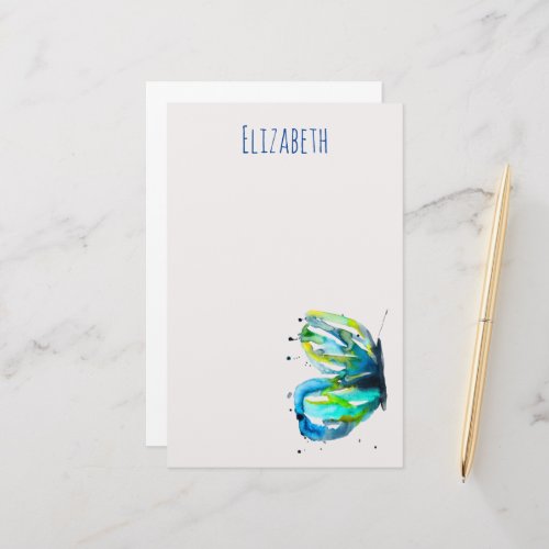 Butterfly watercolor art stationery