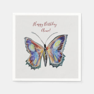 Butterfly watercolor Birthday Custom Napkins