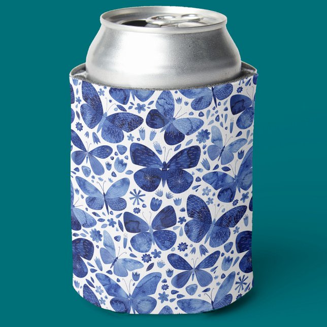 Butterfly Watercolor Blue Can Cooler (Creator Uploaded)