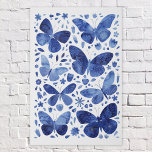 Butterfly Watercolor Blue Faux Canvas Print<br><div class="desc">Indigo navy blue and white watercolor butterfly painting. Original art by Nic Squirrell.</div>