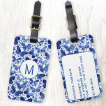 Butterfly Watercolor Blue Monogram Luggage Tag<br><div class="desc">Indigo blue and white watercolor butterfly painting to make your travel bags stand out from the crowd.  Original art by Nic Squirrell.  Change the monogram initial and contact information on the reverse to personalize.</div>