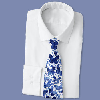 Butterfly Watercolor Blue Neck Tie by Squirrell at Zazzle