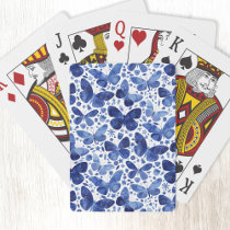 Butterfly Watercolor Blue Poker Cards