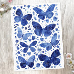 Butterfly Watercolor Blue Postcard<br><div class="desc">Indigo blue and white watercolor butterfly painting.  Original art by Nic Squirrell.</div>