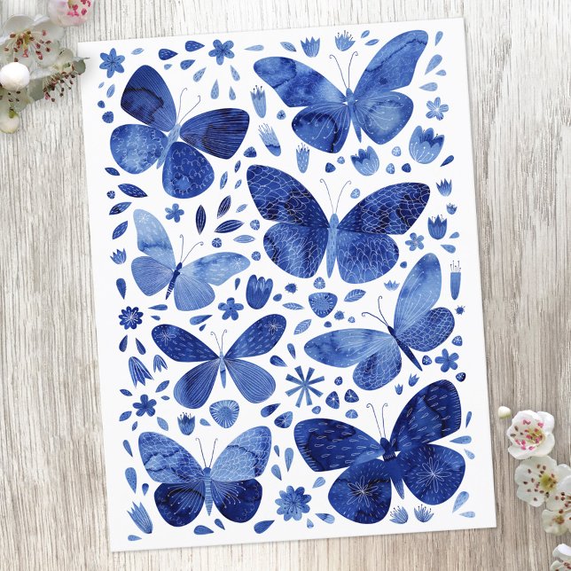 Butterfly Watercolor Blue Postcard (Creator Uploaded)