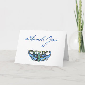 Butterfly Watercolor (blue/script) Letterpress Thank You Card