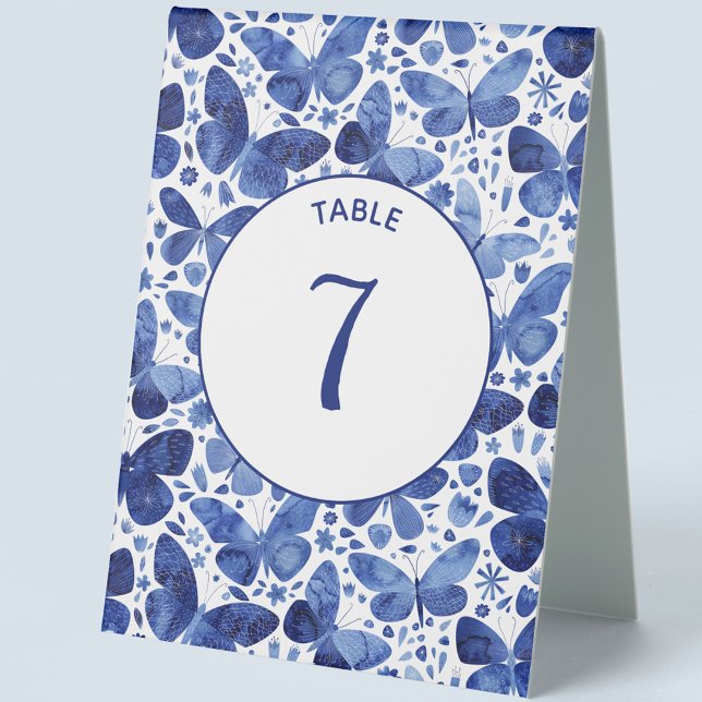 Butterfly Watercolor Blue Table Tent Sign (Creator Uploaded)