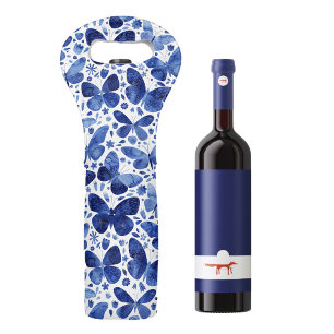 Butterfly Watercolor Blue Wine Bag