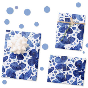 Butterfly Watercolor Blue Wrapping Paper Sheets