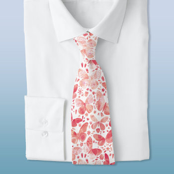 Butterfly Watercolor Blush Pink Neck Tie by Squirrell at Zazzle