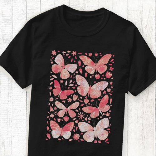 Butterfly Watercolor Blush Pink T_Shirt