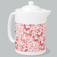 Butterfly Watercolor Coral Pink Teapot at Zazzle