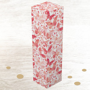 Butterfly Watercolor Coral Pink Wine Box
