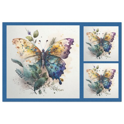 Butterfly Watercolor  Decoupage  Tissue Paper