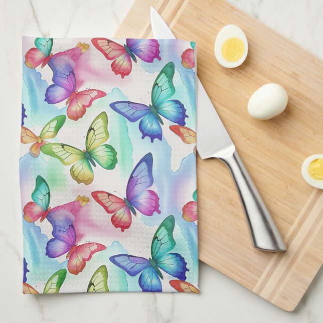 Butterfly Watercolor Kitchen Towel (Quarter Fold)