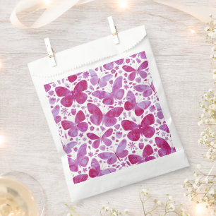 Butterfly Watercolor Magenta Pink Favor Bag