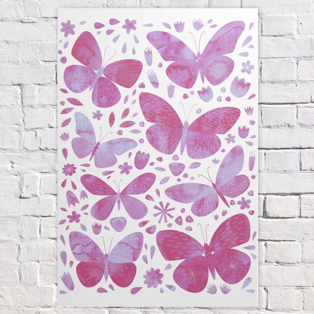 Butterfly Watercolor Magenta Pink Gallery Wrap (Magenta pink watercolor butterfly art gallery wrap)