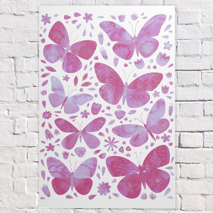 Butterfly Watercolor Magenta Pink Gallery Wrap