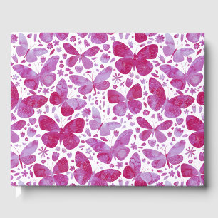 Butterfly Watercolor Magenta Pink Guest Book