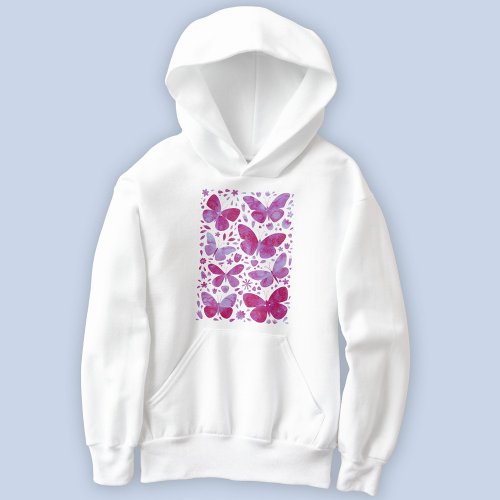 Butterfly Watercolor Magenta Pink Hoodie