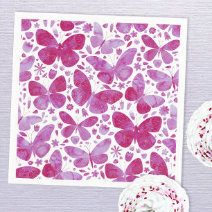 Butterfly Watercolor Magenta Pink Napkins