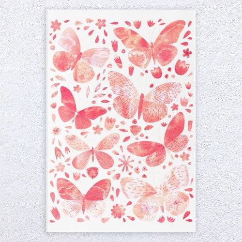 Butterfly Watercolor Painting Pink Acrylic Print