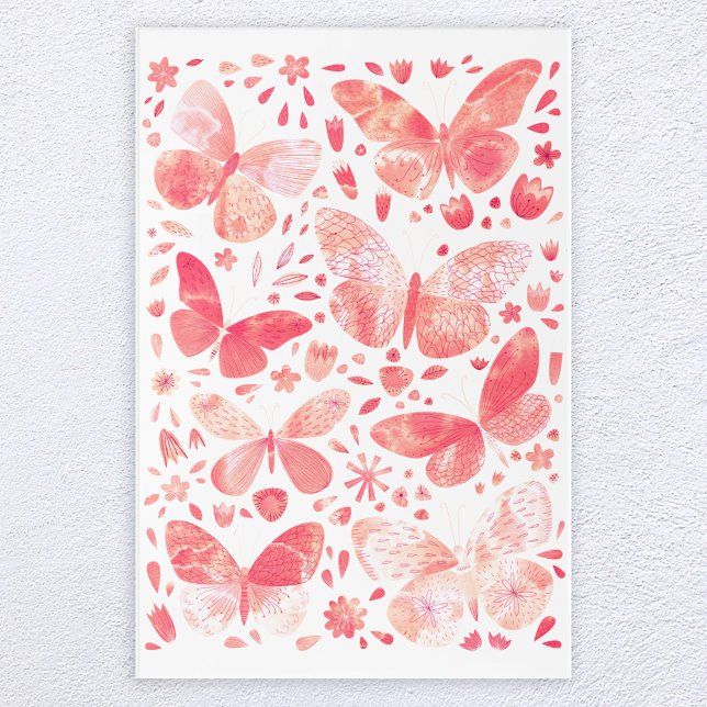 Butterfly Watercolor Painting Pink Acrylic Print (Creator Uploaded)