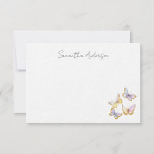 Butterfly Watercolor Personalized Flat Note Card