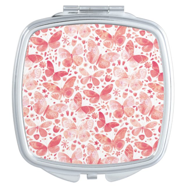 Butterfly Watercolor Pink compact mirror (Front)