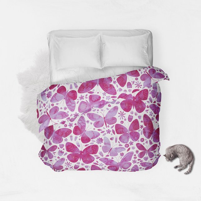 Butterfly Watercolor Pink Duvet Cover (Creator Uploaded)